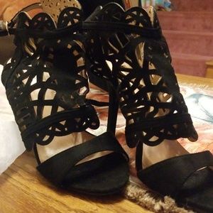 Elegant Black Cutout Women's Heels
